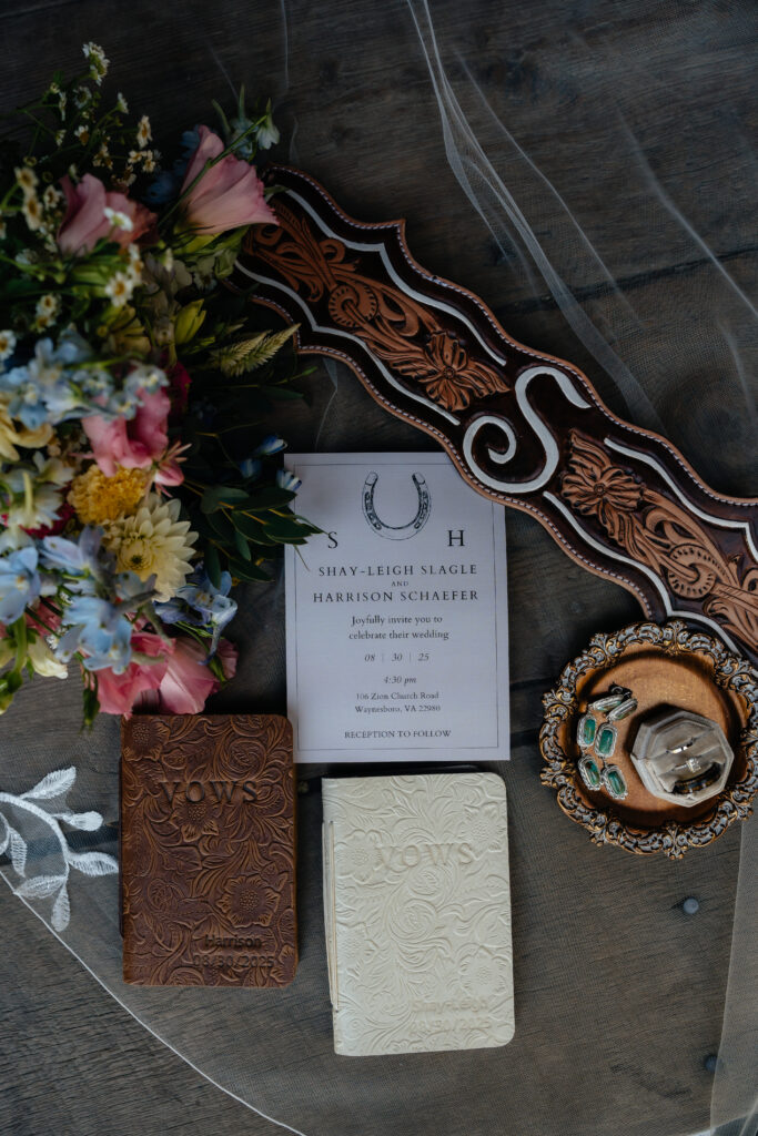 western wedding flat lay creative idea